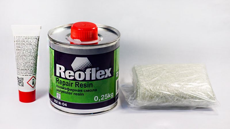Стекловолокно и эпоксидная смола для авто купить. Reoflex ремонтный комплект Repair Box RX N-07. Ремонтный комплект Reoflex Repair Box. Полиэфирная смола Reoflex Repair Box RX N-07.